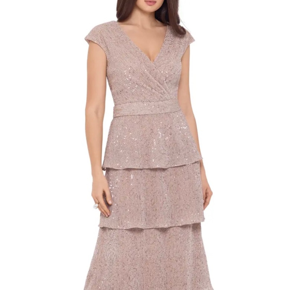 Xscape Sequin Embellished Tiered Gown